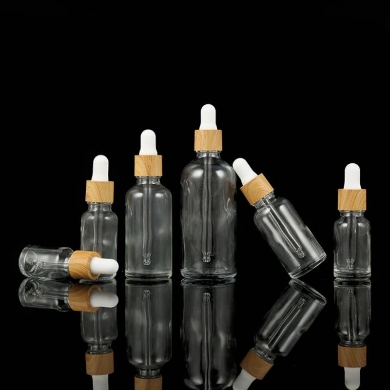 Jual Botol pipet tetes kaca bening ring pvc model kayu 5ml/10ml/15ml ...