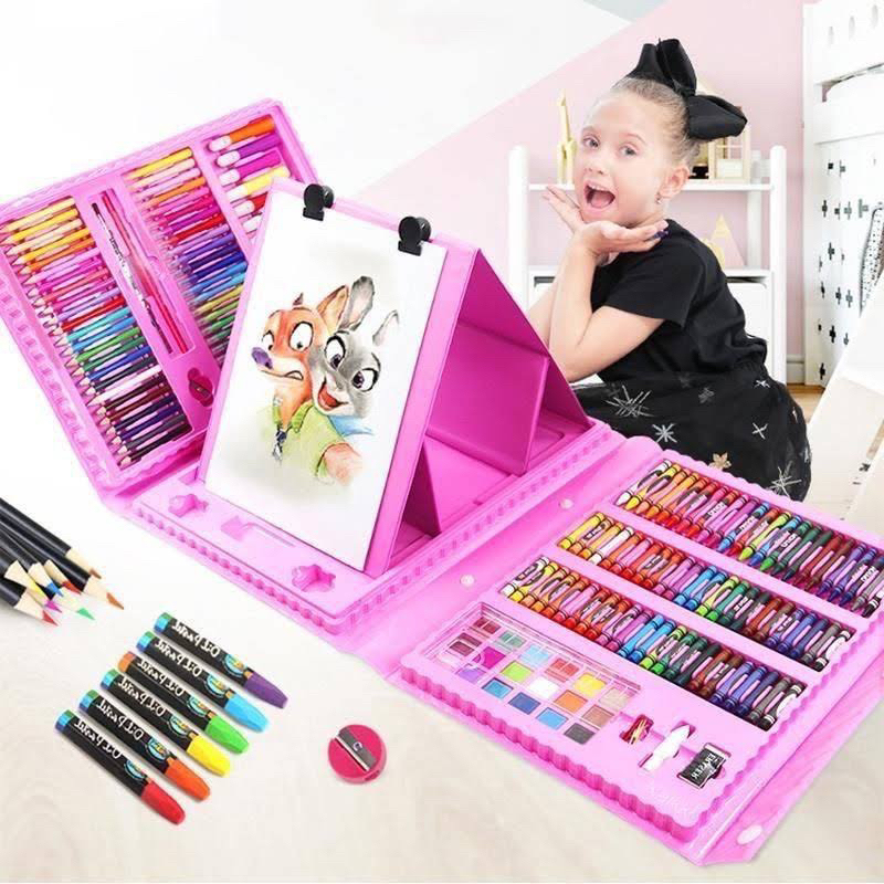 Jual crayon set 150pcs anak cat air mewarnai anak set gambar anak