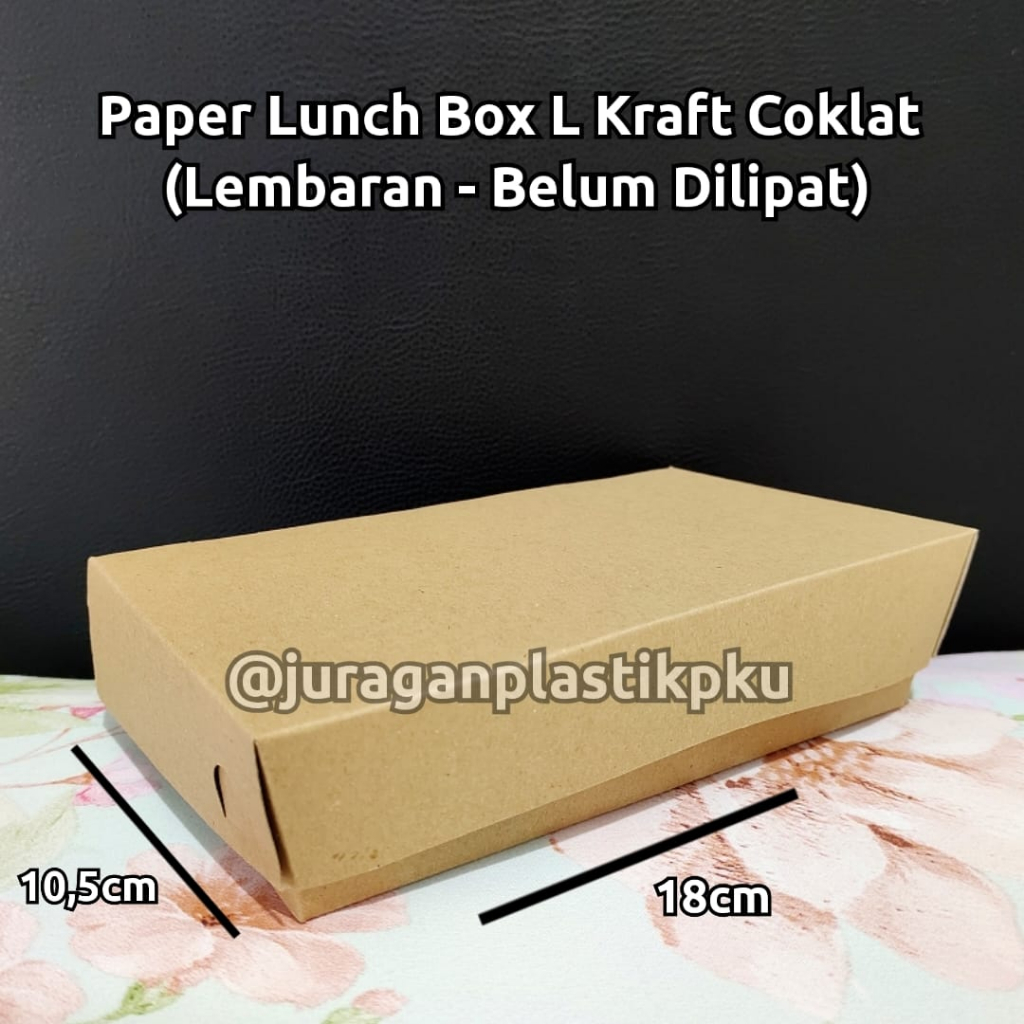 Jual Pcs Paper Lunch Box Kraft Coklat L Lembaran Selip Kotak Nasi Laminating Makanan