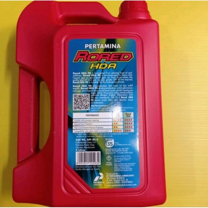 Jual Oli Transmisi Gardan Pertamina Rored HDA SAE 90 API GL-5 Galon 4 ...