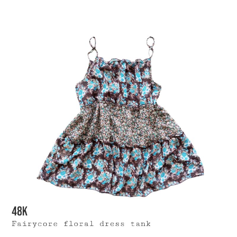 Jual Fairycore coquette cottagecore grungecore gothic flower tank dress ...