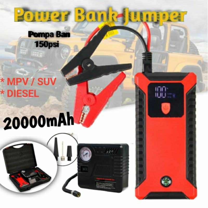 Jual Power Bank Jumper Mobil 20000mAh 12V Car Jump Stater Aki Mobil 4