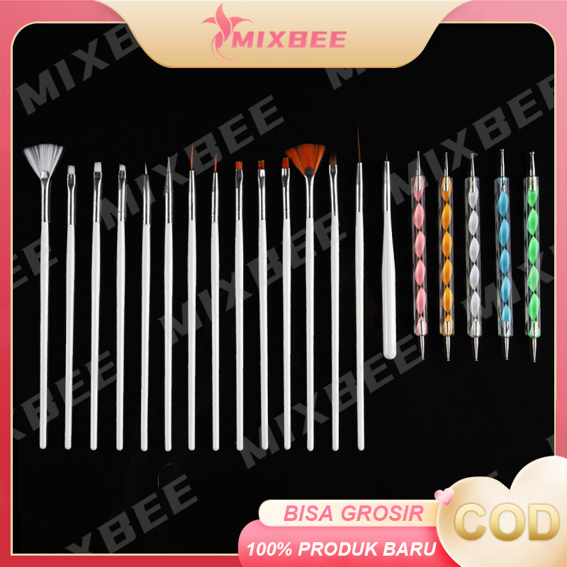 Jual Kuas Kuku Nail Art Brush Kutek Plus Dotting Tools 20 In 1 Shopee