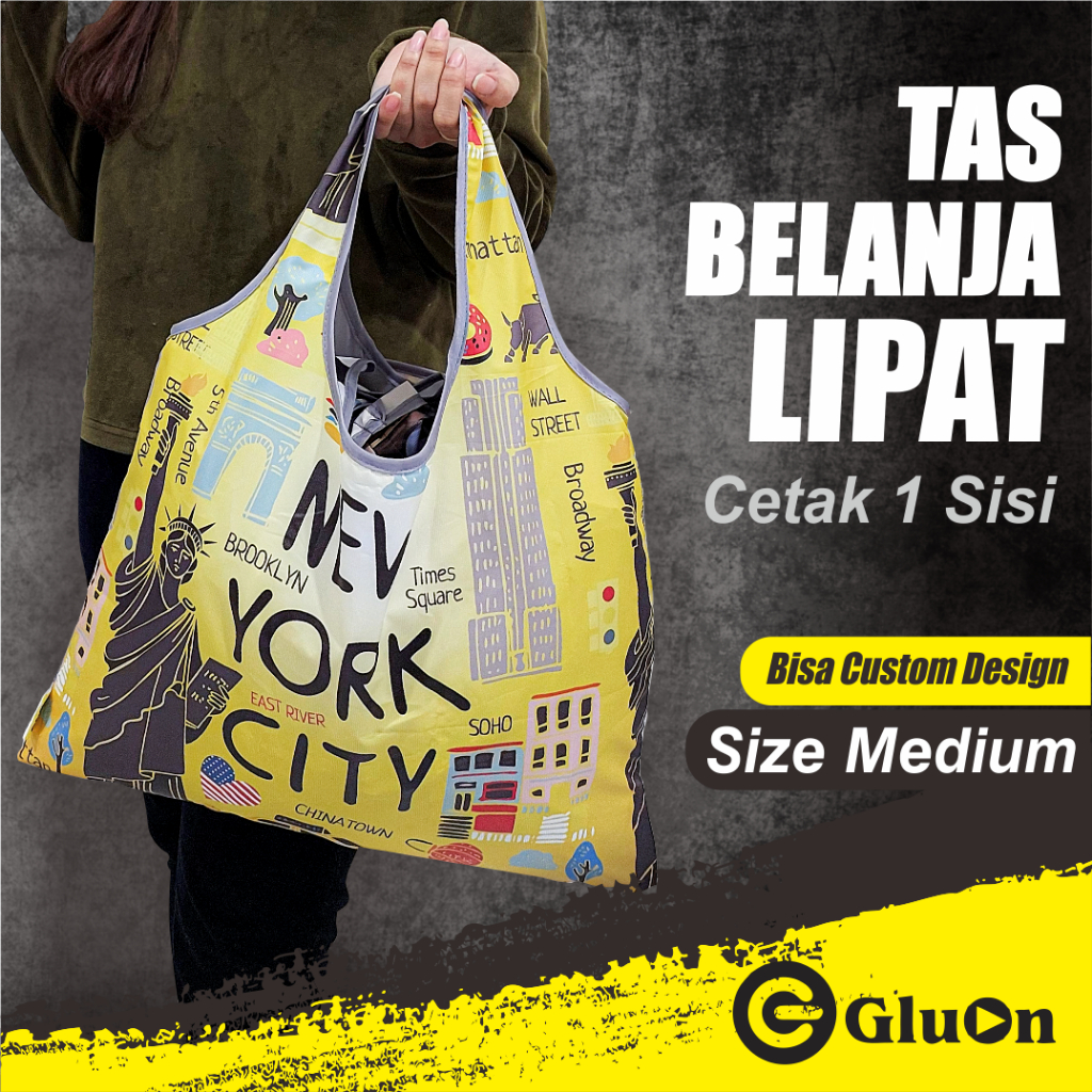 Jual Shopping Bag Tas Belanja Lipat Totebag Lipat Size Medium Gluon