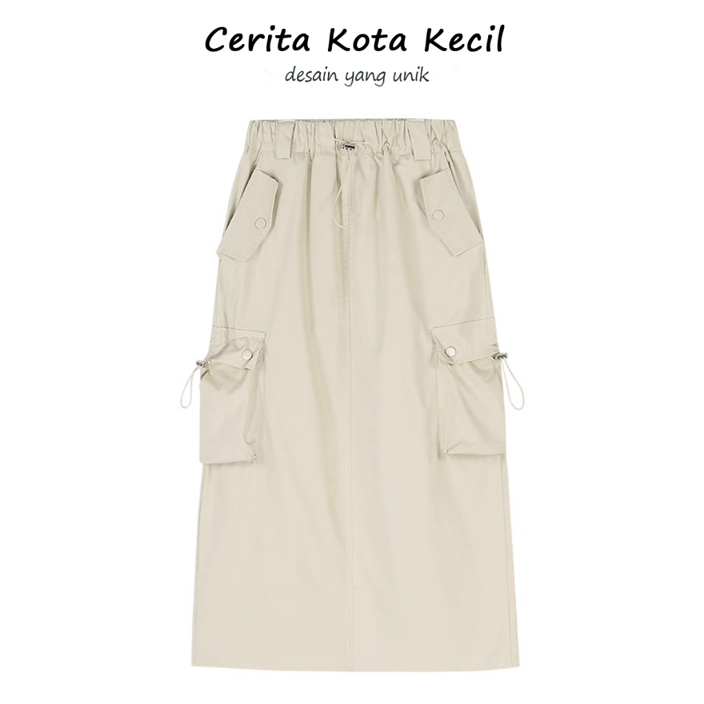 Jual Rok A-line lurus pinggang tinggi Korea untuk wanita/rok pinggul ...