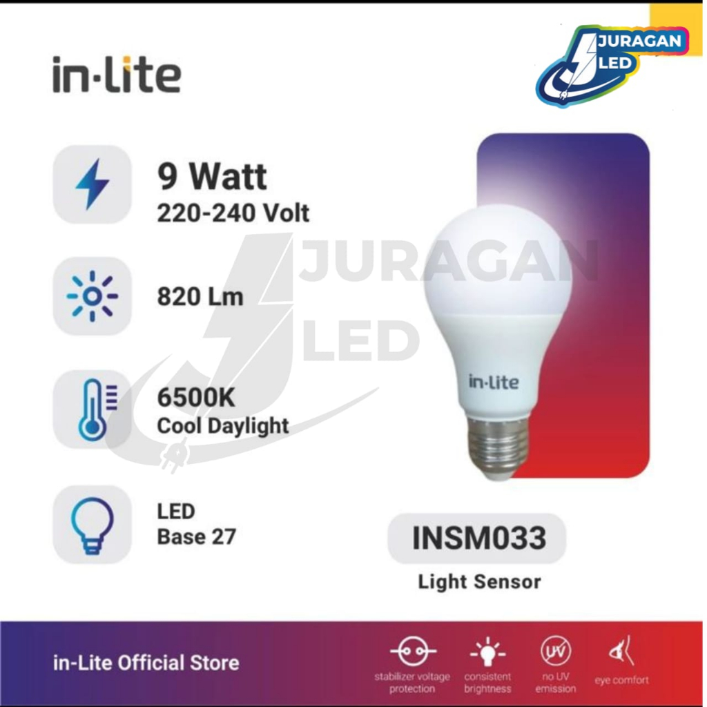 Jual Lampu IN LITE LED Bulb SENSOR CAHAYA 9W - INSM033 | Shopee Indonesia