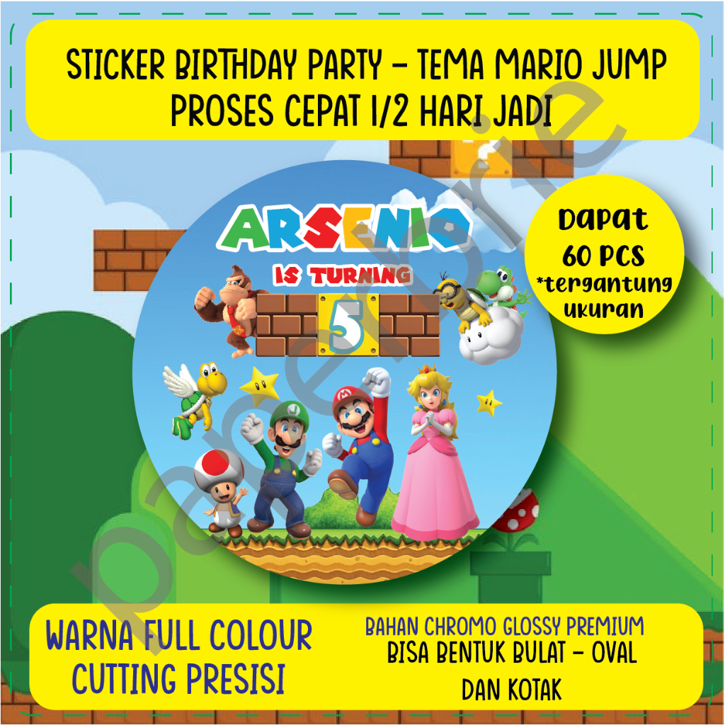 Jual Label Stiker Mario Jump - Sticker Ulang Tahun Anak, Hampers ...
