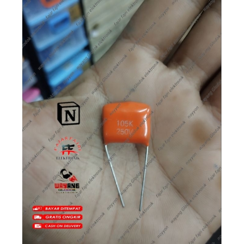 Jual Capacitor mylar 105J 105K 250v kapasitor milar 105 250 volt ...