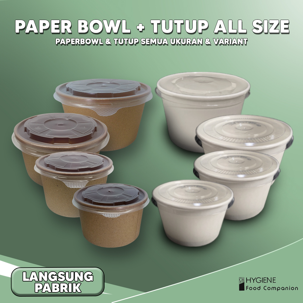 Jual PAPER BOWL ALL SIZE + TUTUP / MANGKUK KERTAS / WADAH KERTAS TEBAL ...