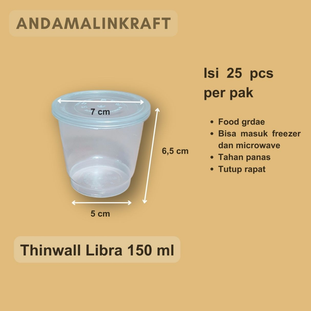 Jual Thinwall Libra 150 Ml Cup Pudding 150 Ml Isi Per Pak 25 Pcs Shopee Indonesia 0348