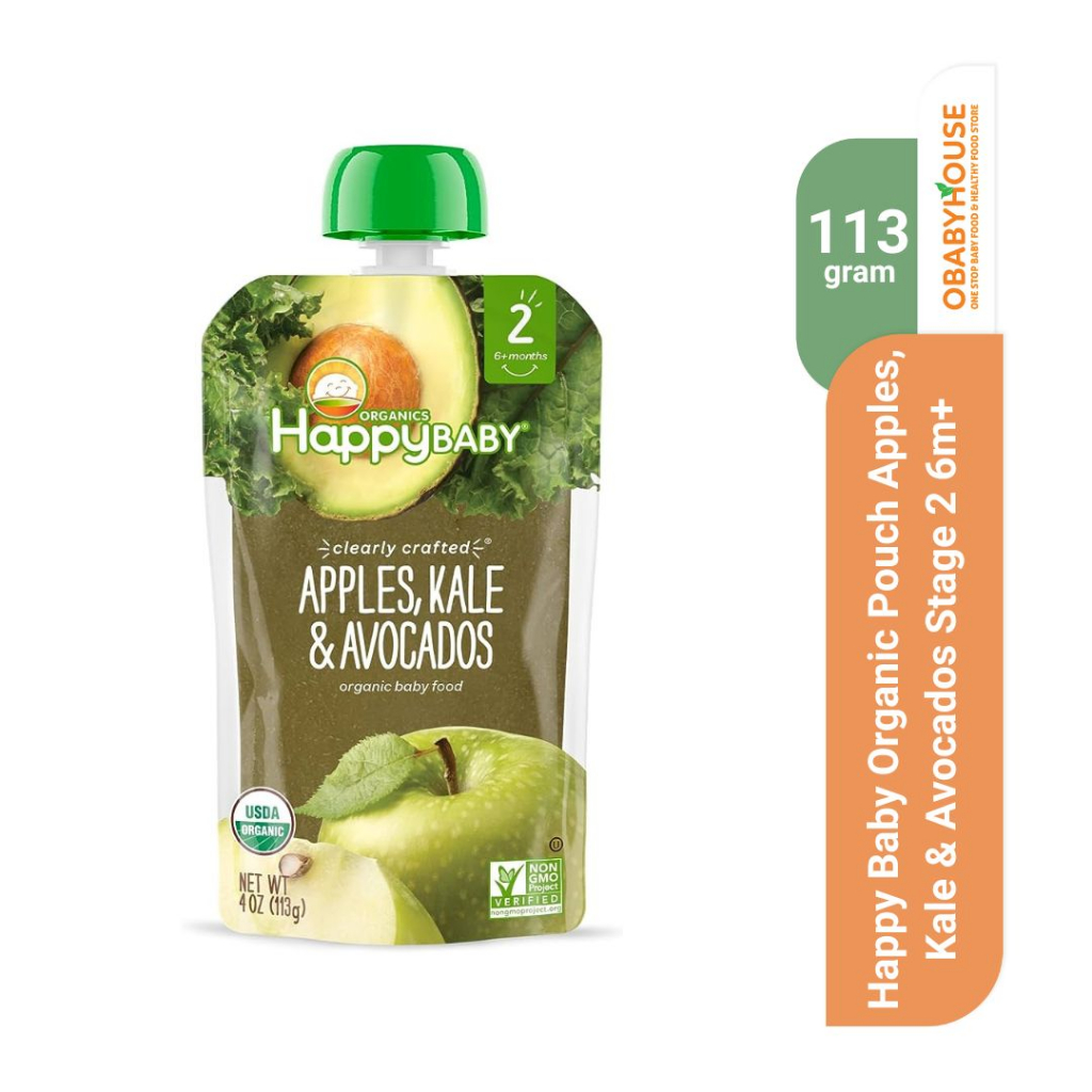 Jual Happy Baby Organic Pouch Apples, Kale Avocados Stage 6m+