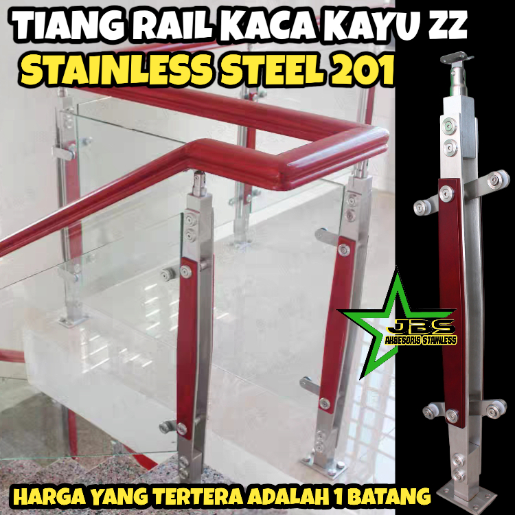 Jual TIANG RAIL SS 201 KACA KAYU ZZ | TIANG RAILING TANGGA KACA ...