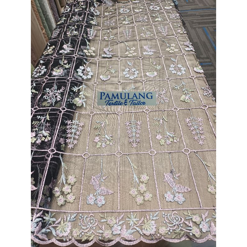 Jual Kain Tille Premium Bordir New Camilla 2tone Motif Harga Per