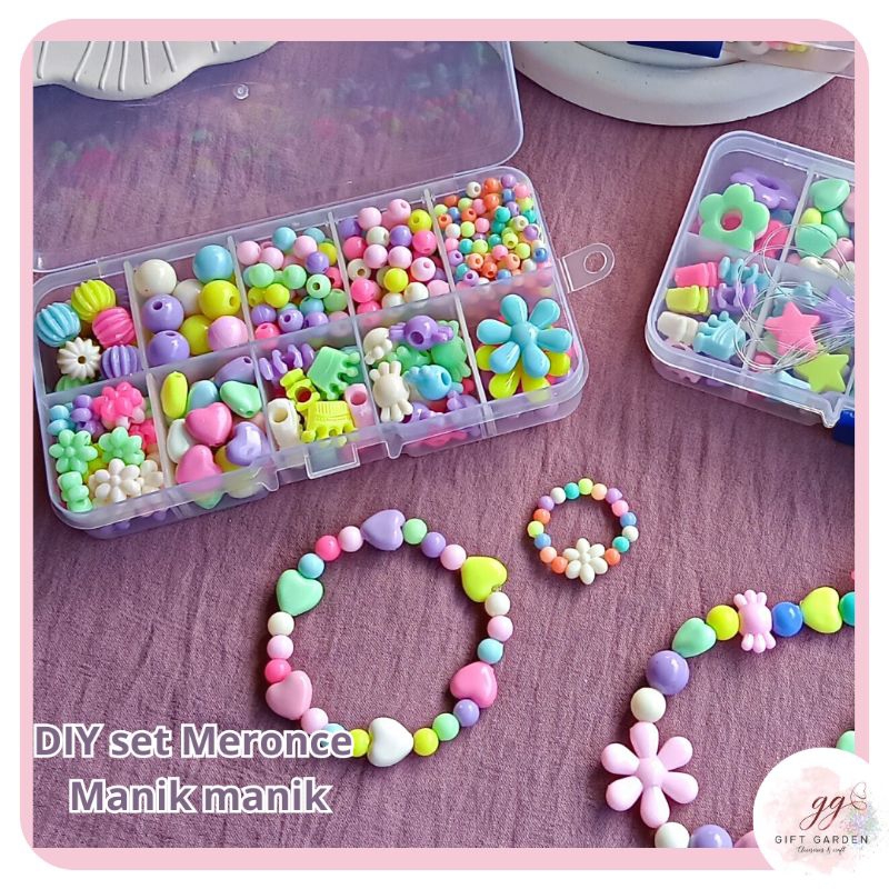Jual DIY set meronce manik manik gelang kalung cincin anak mainan