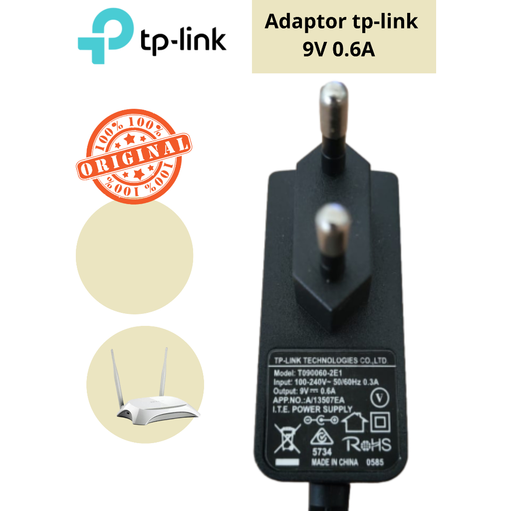 Jual ADAPTOR 9V 0.6A ORIGINAL SUPPORT D-LINK,TP-LINK DAN TOTOLINK MODEL ...