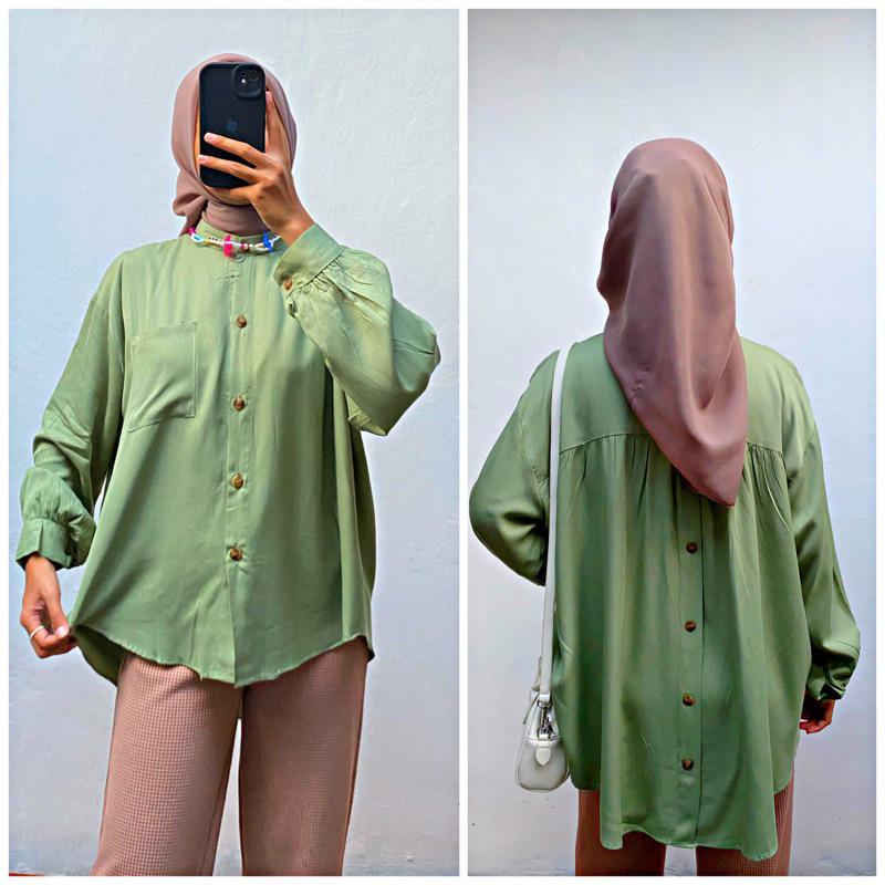 Eclemix Top Carmen | Atasan Wanita Kemeja Kancing Shirt Polos
