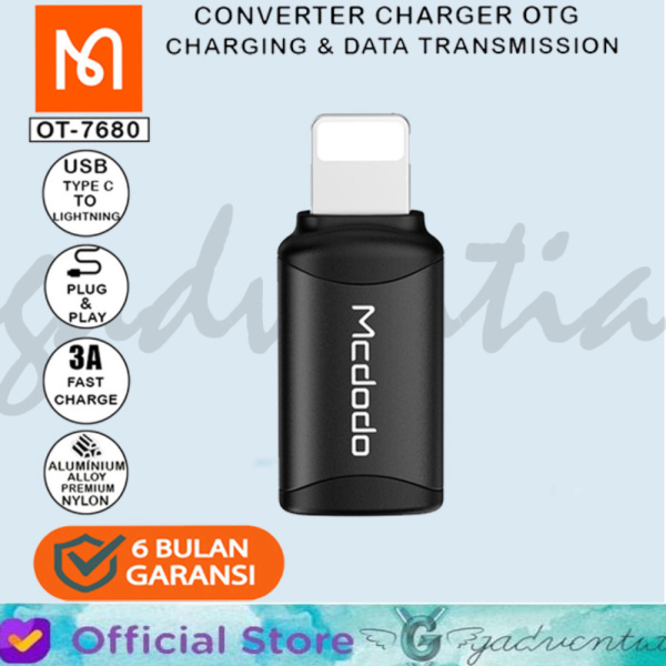 Jual Jual Mcdodo Ot Converter Otg Type C To Lightning Fast Charging A Black Murah