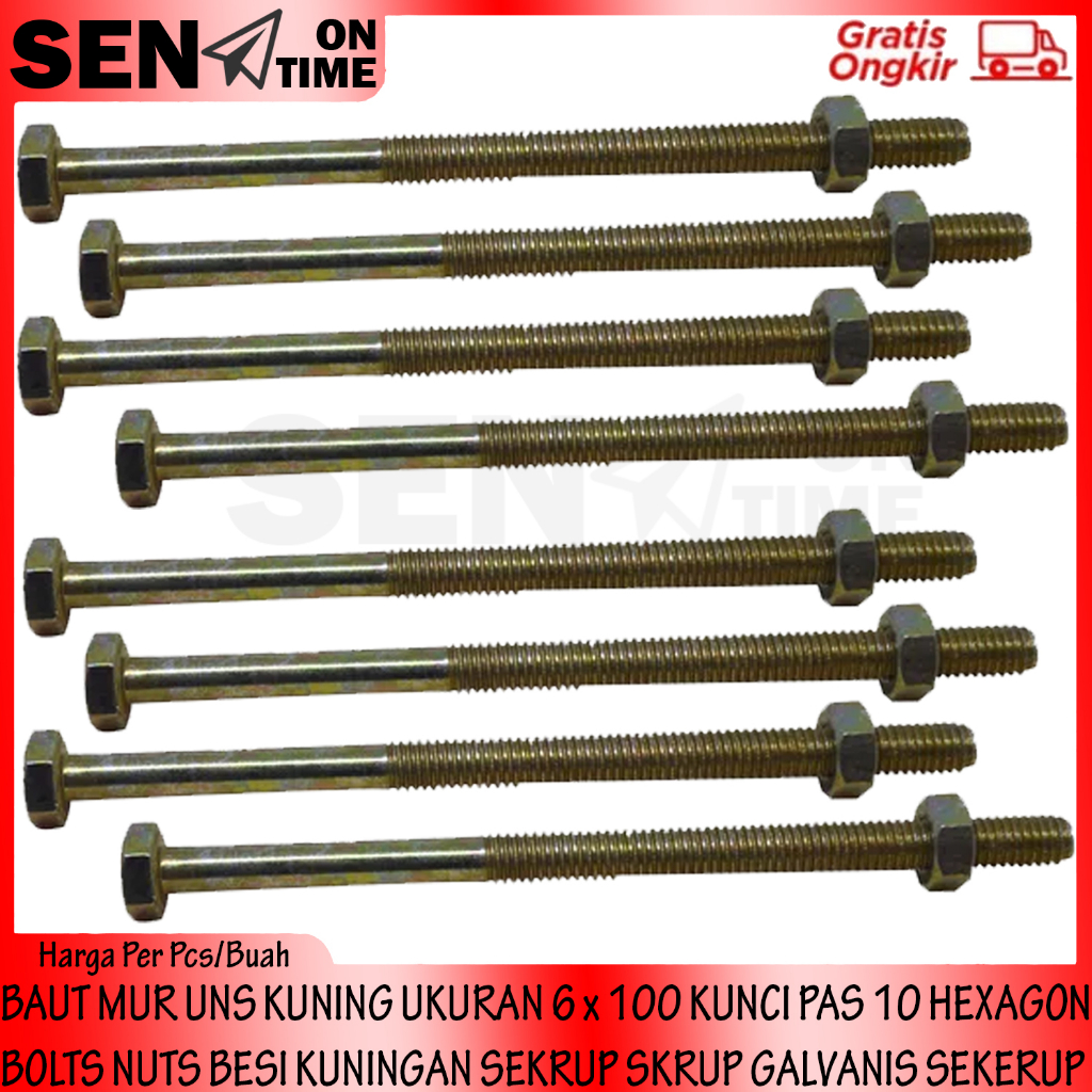 Jual Baut Mur Hexagon Bolts Nuts Besi Kuning Ukuran X Uns Kuningan Kunci Pas Sekrup