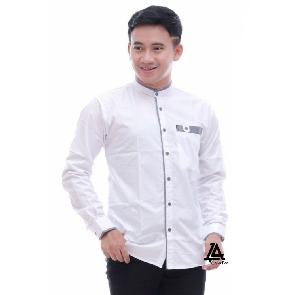 Baju Koko Pria Lengan Panjang Original Hilwa Motif Qynang Warna Putih KombinasiKoko Qynang - Baju Koko Putih - Baju Putih - Koko Pria - Koko Jiester - Muslim Pria - Koko Elrumi Koko Polos Putih - Kemeja Koko - BAJU DEWASA - BAJU ELRUMI - GROSIR ELRUMI