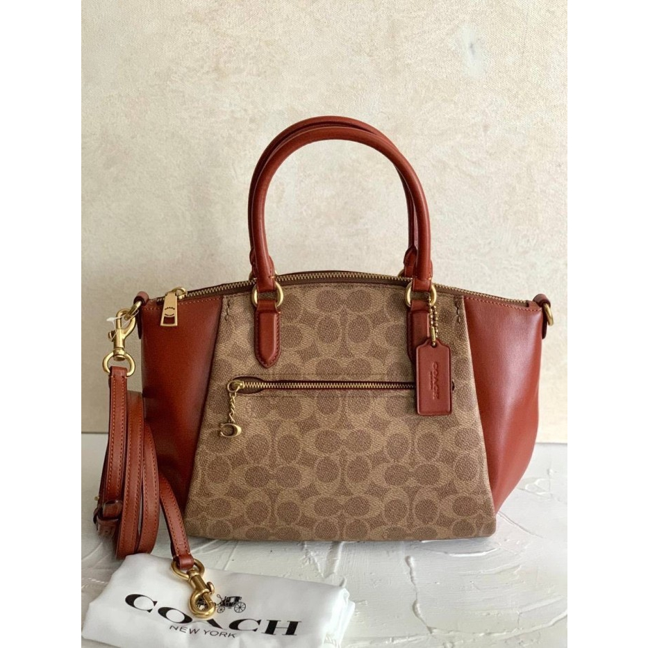 Jual Coach Elise Satchel In Tan Rust Signature Canvas | Shopee Indonesia