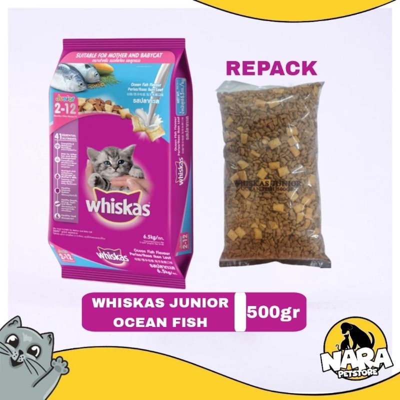 Jual Whiskas Junior Ocean Fish 500 gr Repack Makanan Anak Kucing Kering