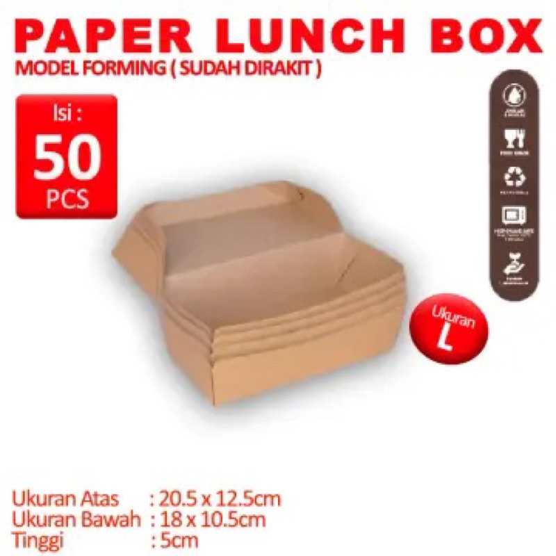 Jual Paper Lunch Box Kraft L Forming Polos Laminasi @50pcs Tanpa Rakit ...