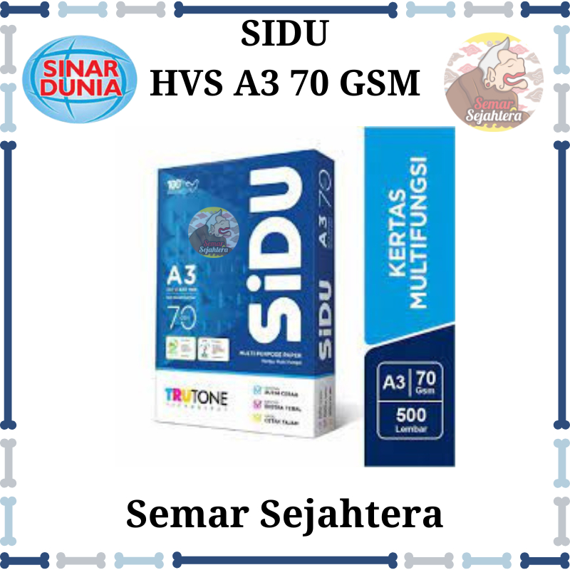 Jual [RIM] KERTAS FOTOKOPI / KERTAS HVS SIDU A3 70GSM KERTAS PRINT ...