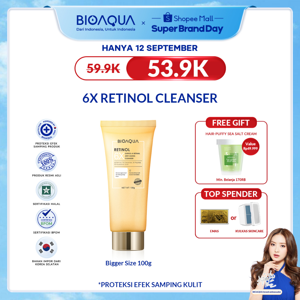 Jual BIOAQUA 6X GentleA Retinol Amino Facial Wash Anti Aging Low pH