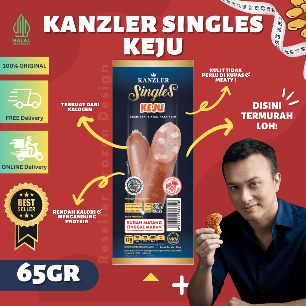 Jual Kanzler Singles Sosis Keju 65gr | Kanjler Kenjler Kenzler Singel ...