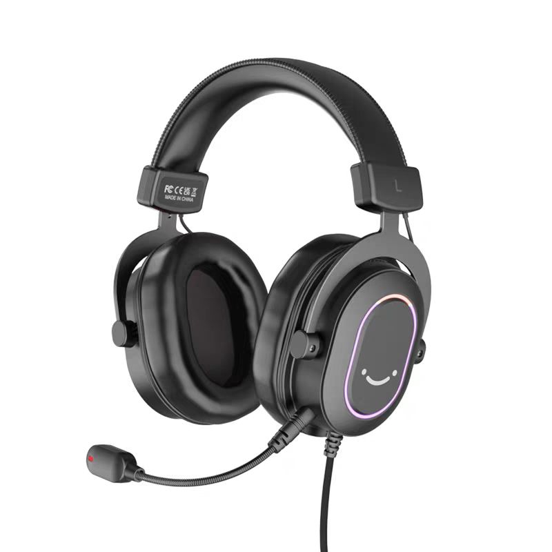 FIFINE Gaming Headset voor PC, USB Streaming Headset met 3,5 mm Hoofdtelefoon Jack, Afneembare Microfoon, 7.1 Surround Sound voor PS4 PS5, Over-Ear Zwarte Hoofdtelefoon-H9