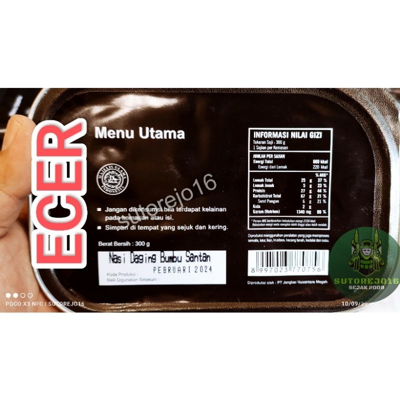 Jual naraga ransum nasi tni / makanan darurat mre meal ready to eat tni ...