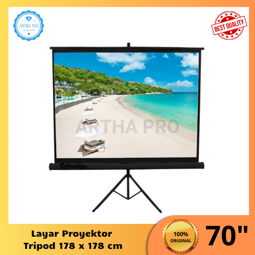 Jual Layar Proyektor Tripod 70 Screen Projector Pakai Kaki 70 Inchi Shopee Indonesia 5954