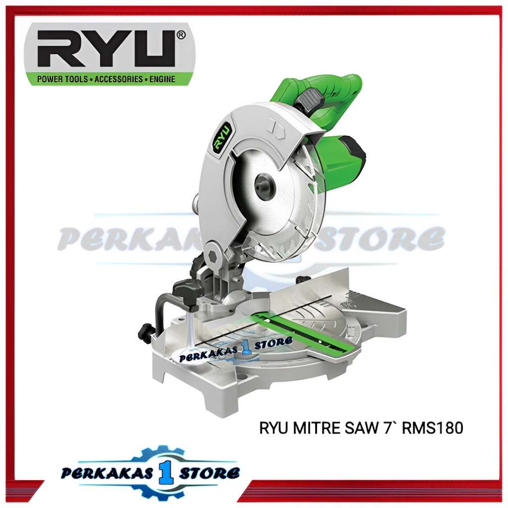 Jual RYU RMS180 Mitter Saw 7 Inch Miter Gergaji Potong Aluminium Kayu Mitre Mesin RMS 180 Free