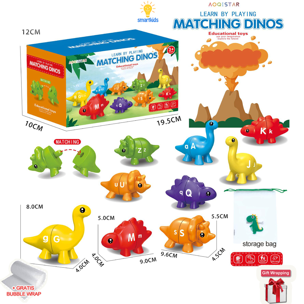 Jual Dino Matching Shape Number Alphabet Color / Mainan Mencocokan ...