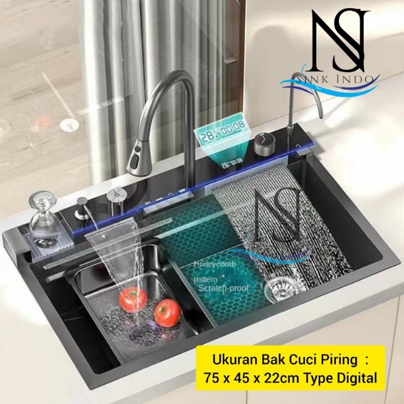 Jual Sale Kitchen Sink Luxury Modern Design Digital Led Komplit Bak Cuci Piring Hitam X