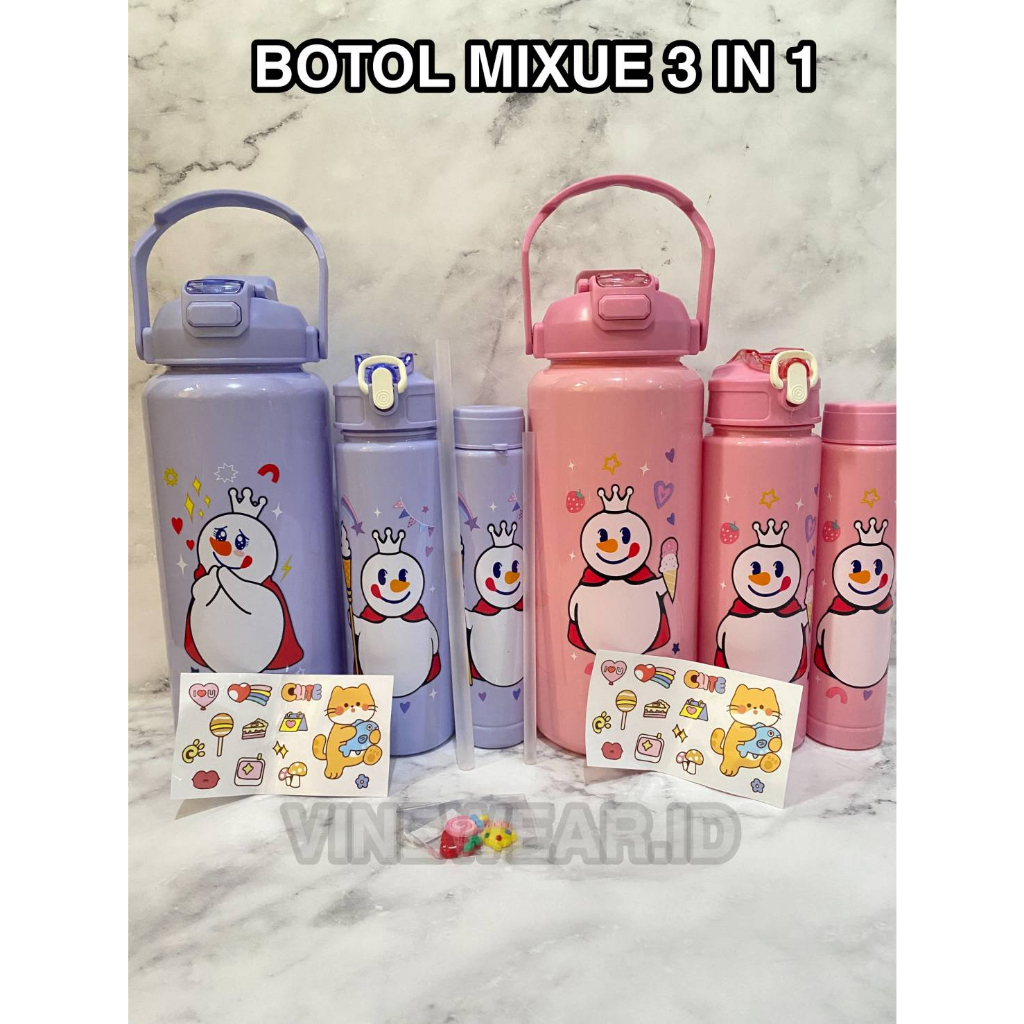Jual BOTOL MINUM 3IN1 MIXUE BERANAK FREE STICKER 2D/3D DAN SEDOTAN ...