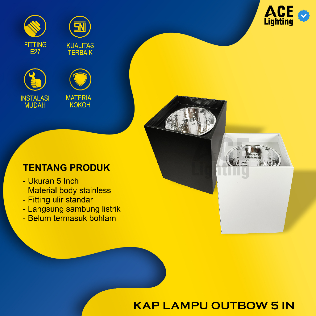 Jual Kap Lampu Kotak Stainless Outbow Rumah Lampu Downlight Inch Ob