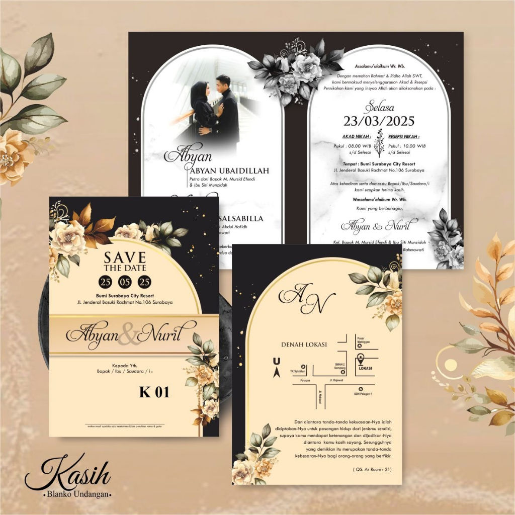 Jual UNDANGAN PERNIKAHAN CUSTOM GREEN COLOUR-UNDANGAN NIKAH BLANGKO