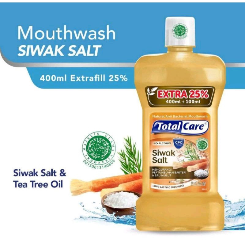 Jual Total Care Siwak Salt & Cool mint Mouthwash JUMBOO Tanpa Alkohol