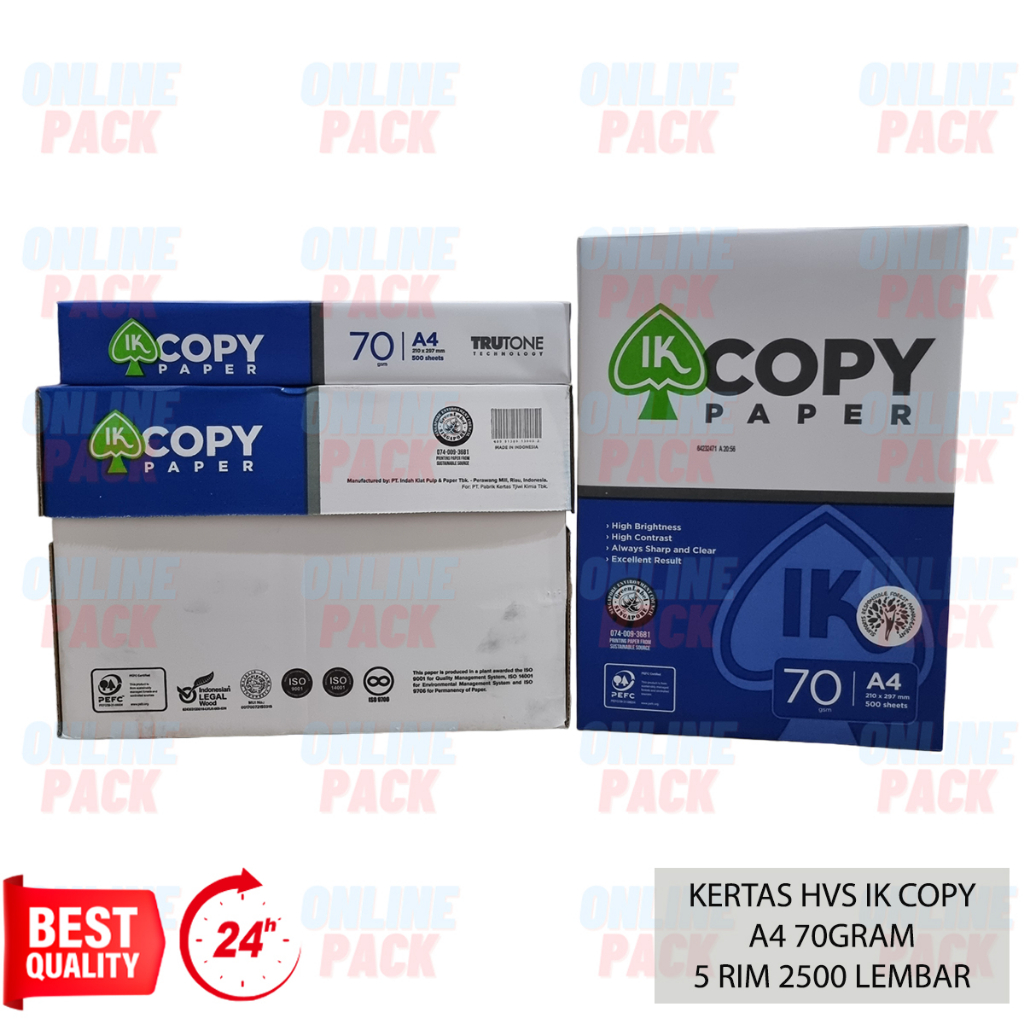 Jual KERTAS HVS IK COPYPAPER COPY PAPER A4 70GR 70 GRAM 1 KARTON 5 RIM