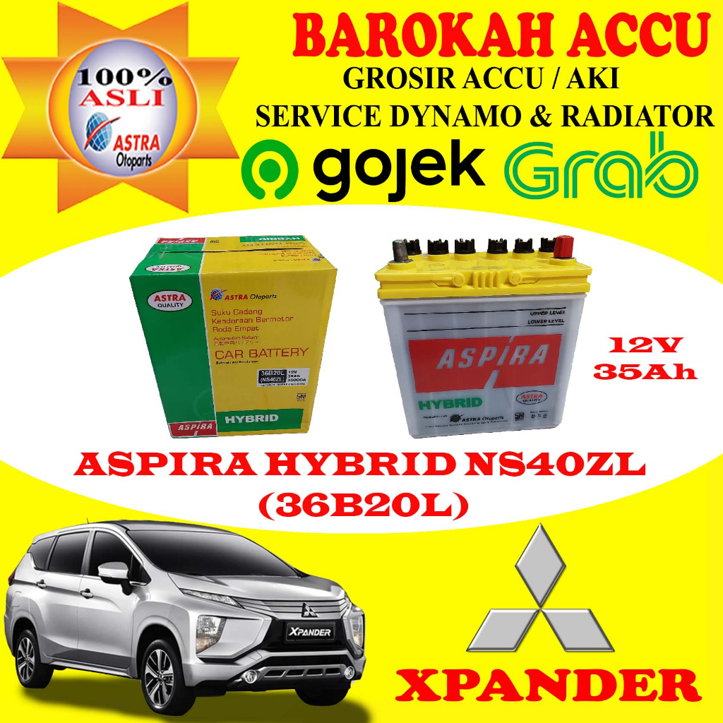 Jual AKI MOBIL MITSUBISHI XPANDER ASPIRA HYBRID NS40ZL / 36B20L, 35 AH ...