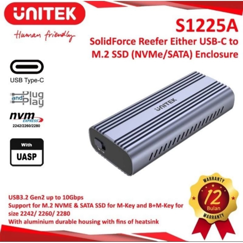 Ssd M2 Ps5 Unitek S1224A SolidForce PCIe/NVMe SSD 10Gbps