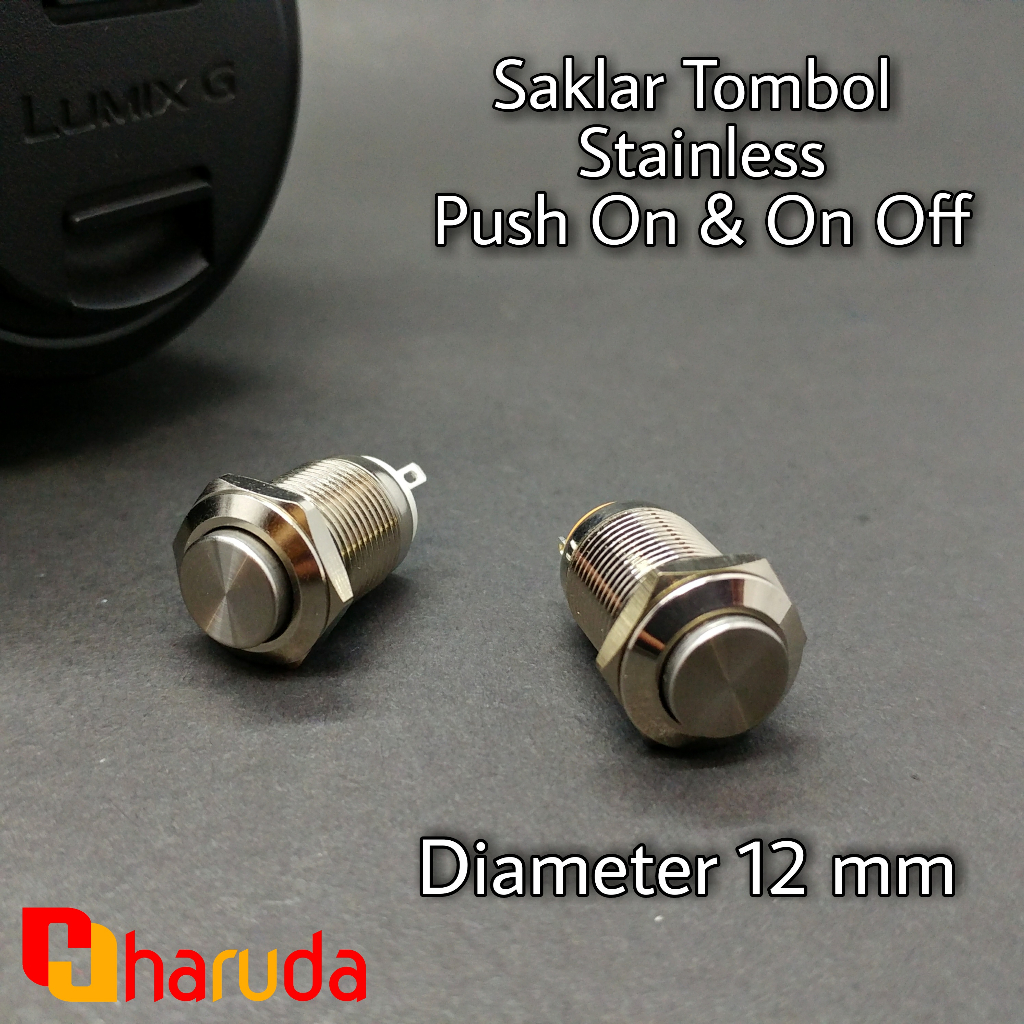 Jual Saklar Tombol Stainless Push On, On Off 12 mm | Shopee Indonesia