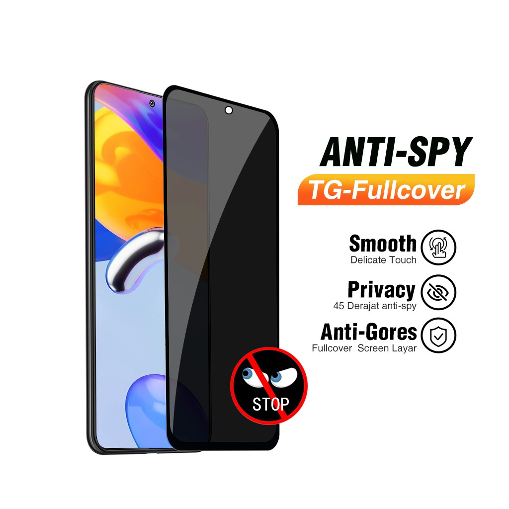 Anti spy Xiaomi Redmi Note Pro 10 5G 4G 9A 9C 11 lite 11T Tempered  Glass privacy FULL LAYAR SCREEN Glossy GORES intip