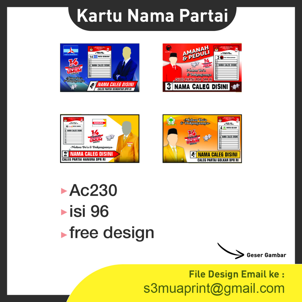 Jual Kartu Nama Caleg Partai Pilkada Murah Shopee Indonesia