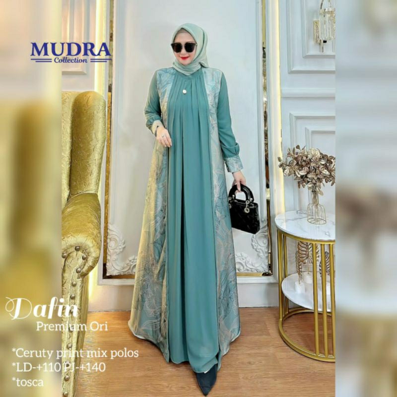 Jual new**DAFFIN gamis maxy premium dress**bahan ceruty print mix polos ...