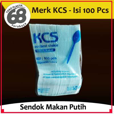 Sendok Makan Plastik Putih Merk KCS Isi 100 Pcs