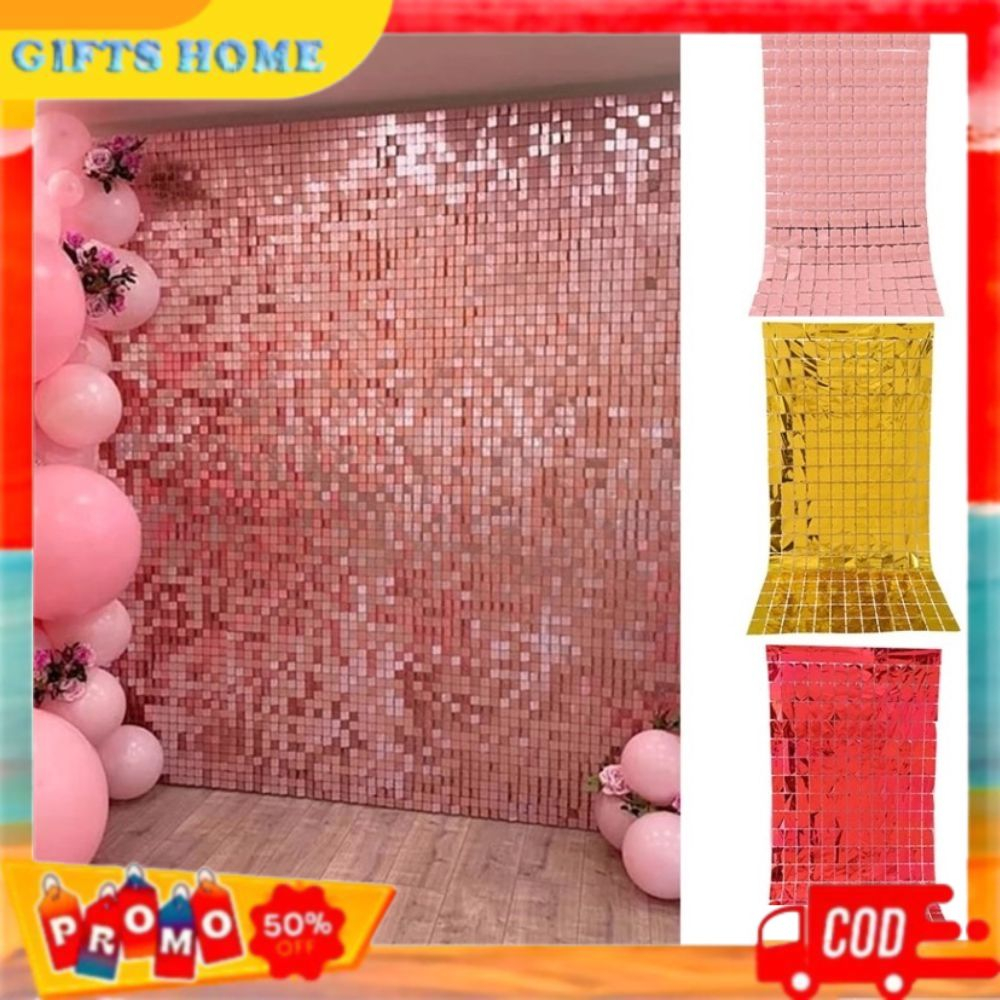 Jual Tirai Foil Kotak Metalik Backdrop Ulang Tahun Warna Warni Shopee