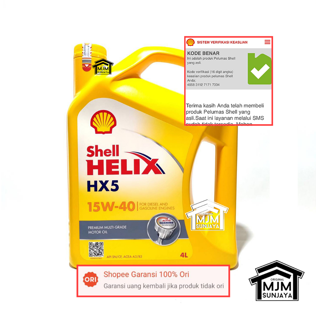 Jual Oli Mesin Shell Helix Hx5 Sae 15w 40 4 Liter Bensin Galon Barcode