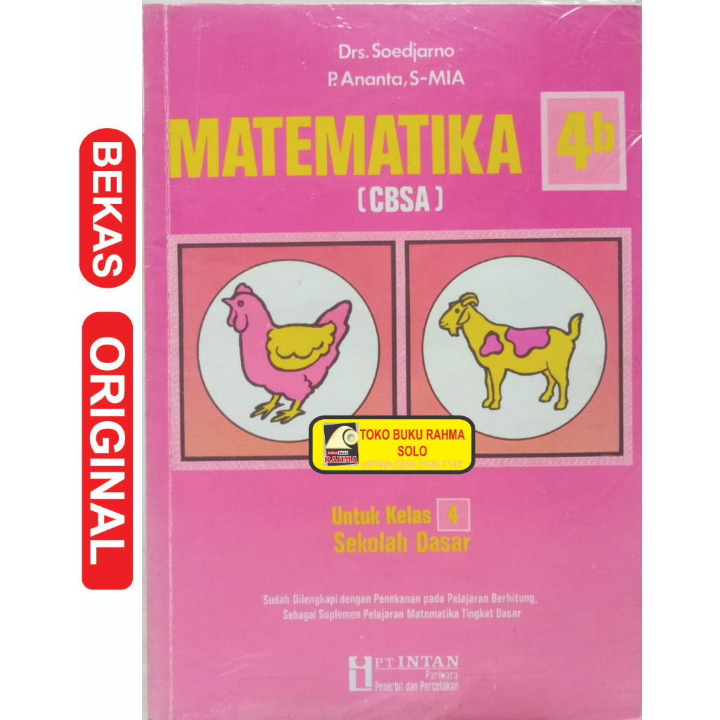 Jual Matematika CBSA 4b Untuk Kelas IV Sekolah Dasar SD Soedjarno INtan ...